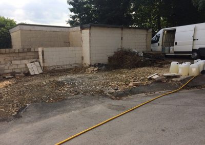 Before demolished garage area